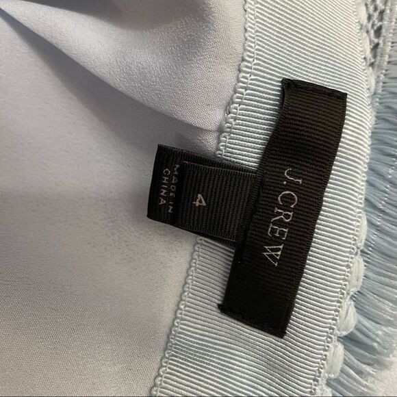 J CREW Fringe Tiered Lace Exposed Zip Mini Skirt in Baby Blue Size 4 - Picture 6 of 6